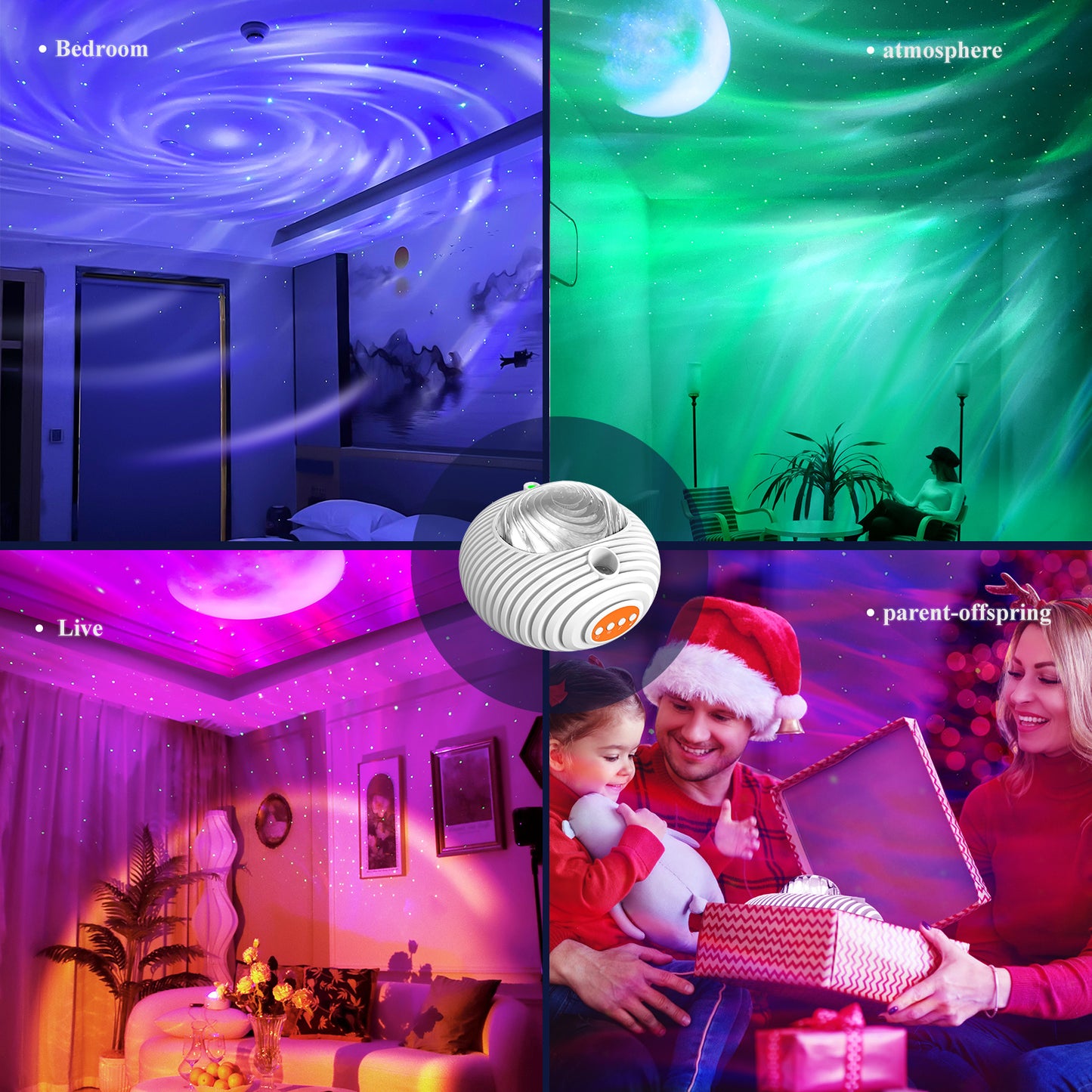 Nieuwe Projectorlamp van het dubbele effect Noorderlicht Sfeerlamp Sterrenhemellamp Witte Ruis