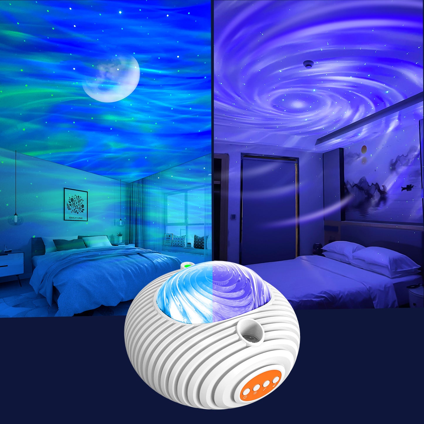 Nieuwe Projectorlamp van het dubbele effect Noorderlicht Sfeerlamp Sterrenhemellamp Witte Ruis