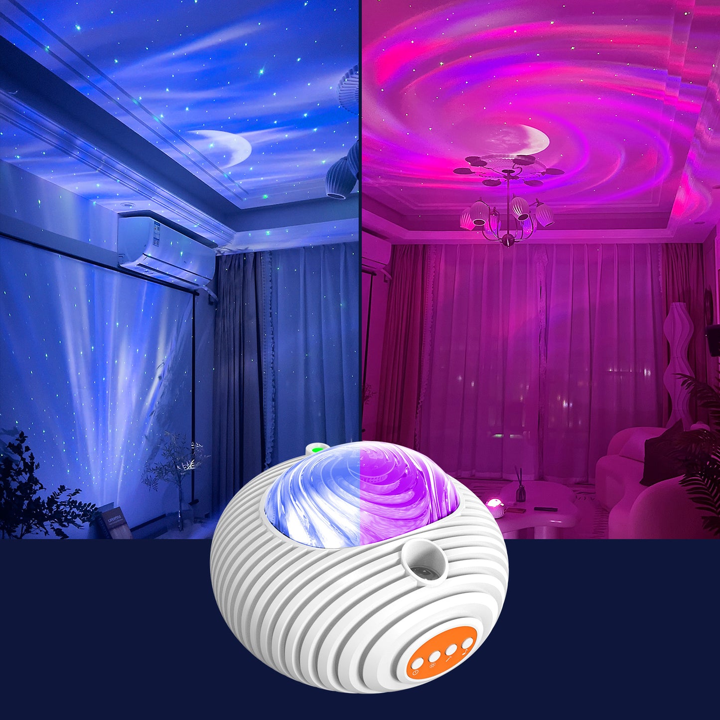 Nieuwe Projectorlamp van het dubbele effect Noorderlicht Sfeerlamp Sterrenhemellamp Witte Ruis