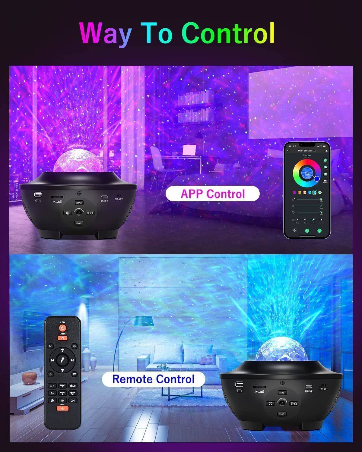 LED Galaxy Sterrenhemel Licht Projector Oceaan Sterrenhemel partij met Smart App Lamp